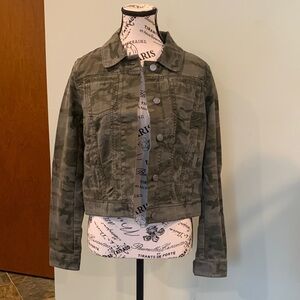 LOFT Green Camo Lightweight Cotton Denim Style Jacket Women’s XS Extra Small